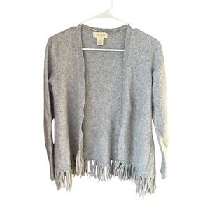 Peck & Peck Grey Fringe Cashmere Spring Cardigan